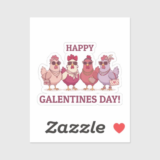 Happy Galentines Day Chicken Squad Cute Funny Hens Sticker (Sheet)