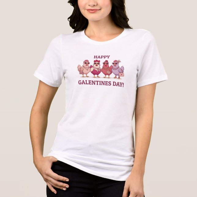 Happy Galentines Day Chicken Squad Cute Funny Hens Tri-Blend Shirt (Front)