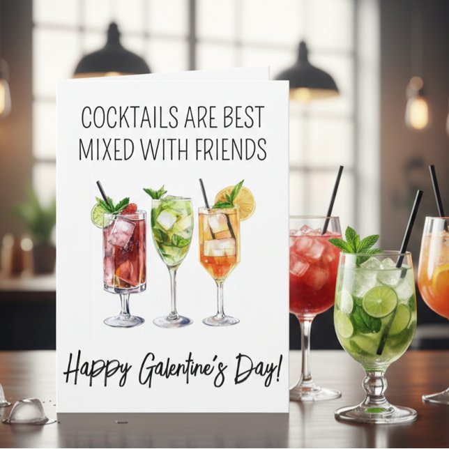 Happy Galentine's Day Cocktail Friends Card (Creator Uploaded)