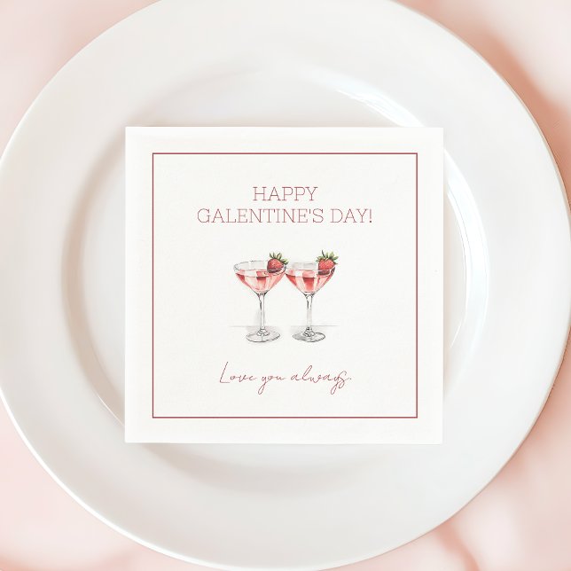 Happy Galentine's Day Cocktails  Love You Always Napkins (Happy Galentine's Day Cocktails Love You Always Napkins)