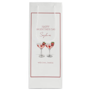 Happy Galentine's Day Cocktails Script Name Wine Gift Bag