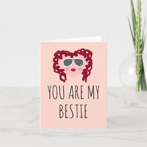 Happy Galentines Day Cute Pink Heart Bestie Holiday Card