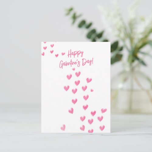 Happy Galentines Day Cute Pink Hearts  Postcard