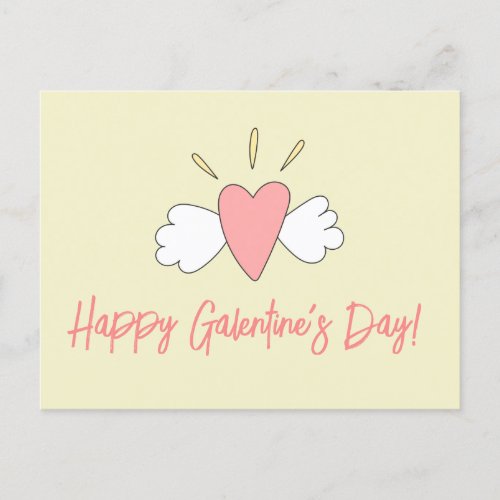 Happy Galentines Day Cute Winged Heart Friends  Postcard