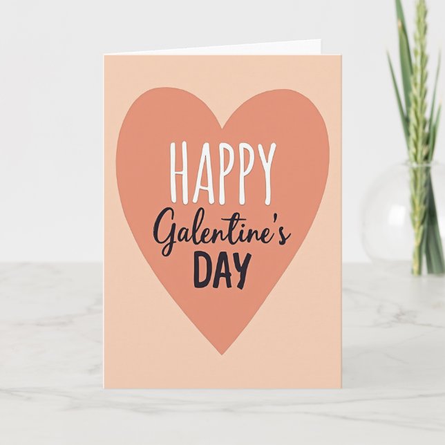 Happy Galentines Day Cutout Heart Card (Front)
