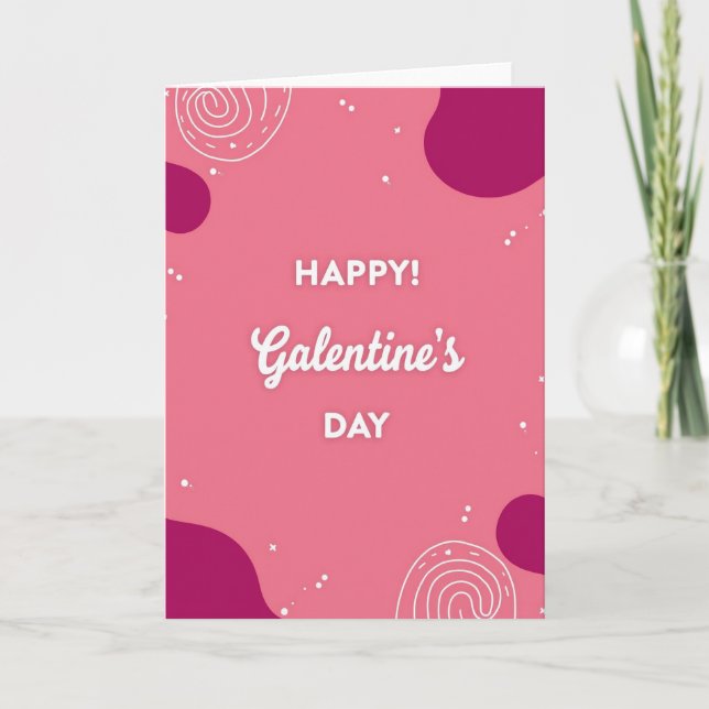 Happy Galentines Day Doodle Matte Card (Front)