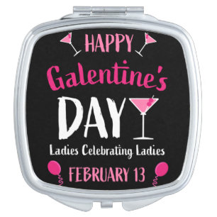 Happy Galentine's Day February 13 Compact Mirror