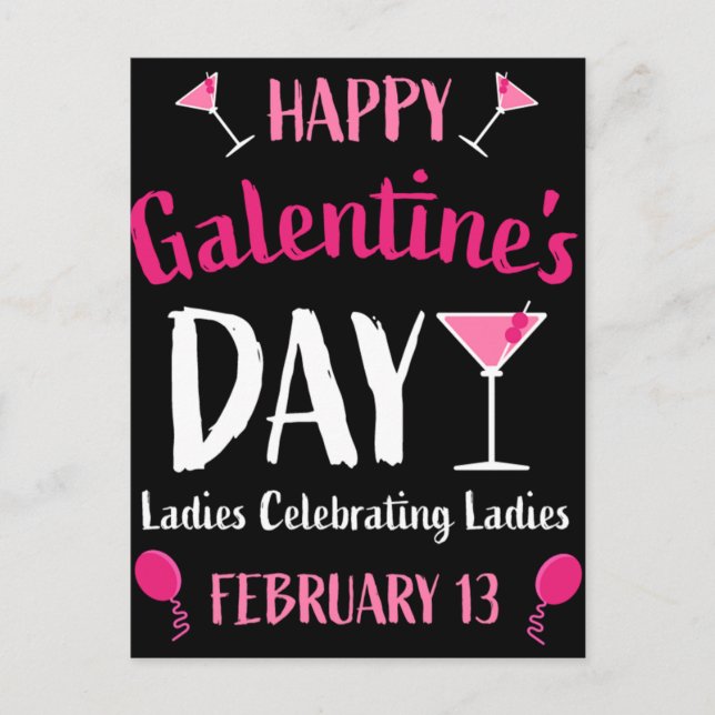 Happy Galentine's Day February 13 Postcard (Front)