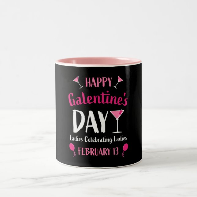 Happy Galentine's Day February 13 Two-Tone Coffee Mug (Center)
