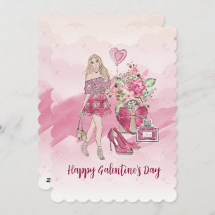 Happy Galentine's Day Feminine Designs Holiday Card