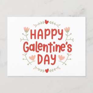 Happy Galentines Day - floral design Postcard