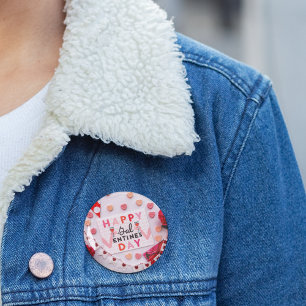 Happy Galentine's Day Food & Spirits Party Button