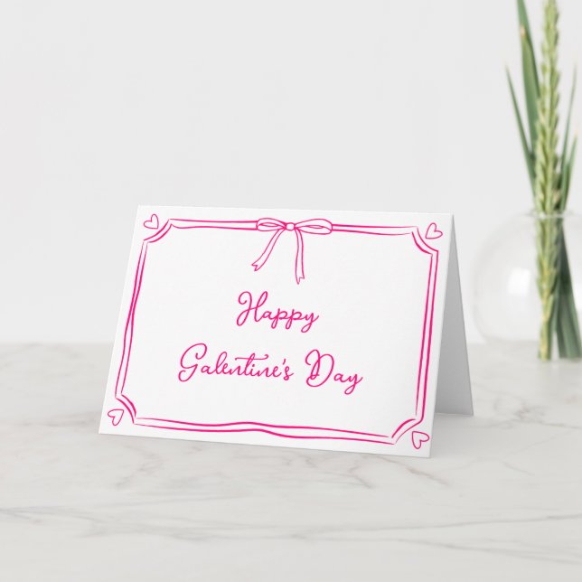 Happy Galentine's Day Girly Pink Gal Pal Friend Card (Front)