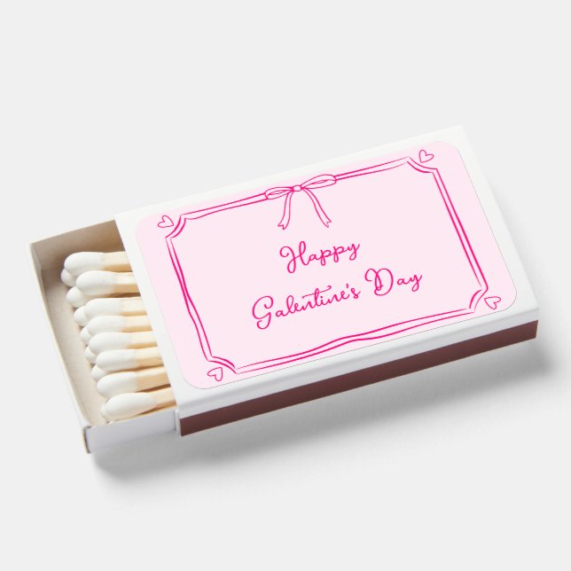 Happy Galentine's Day Girly Pink Gal Pal Friend Matchboxes (Front Open)
