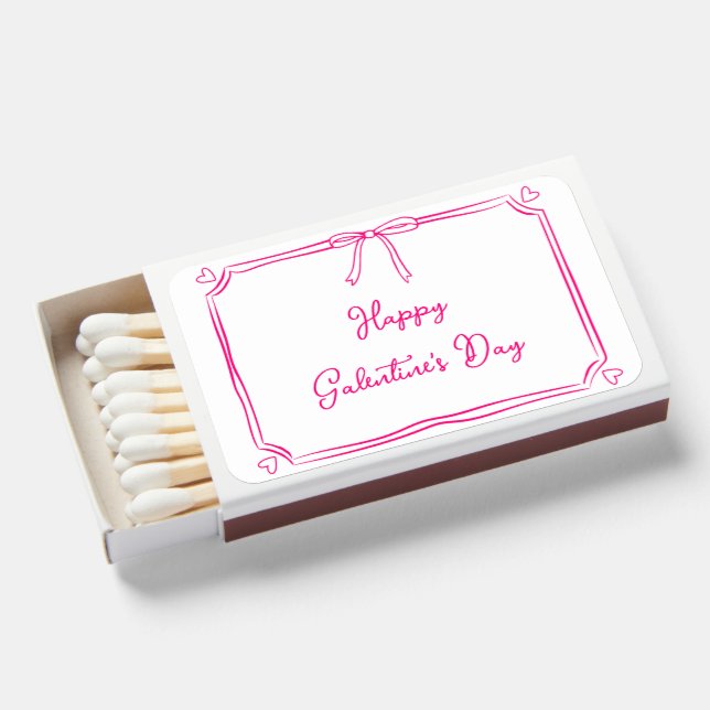 Happy Galentine's Day Girly Pink Gal Pal Friend Matchboxes (Front Open)