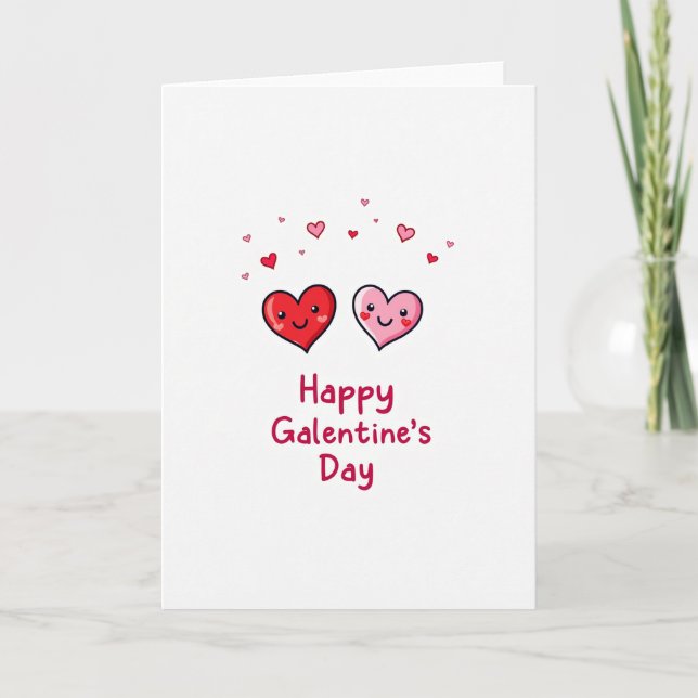 Happy Galentines Day Glossy Hearts Card (Front)