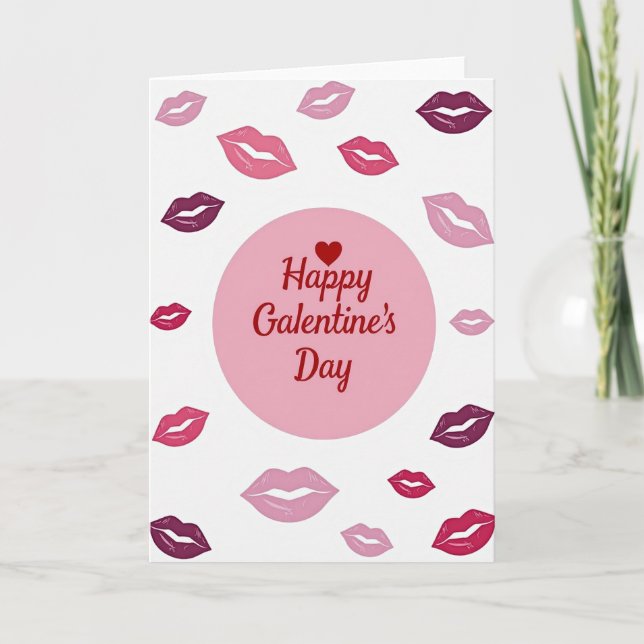 Happy Galentines Day Glossy Lips Card (Front)