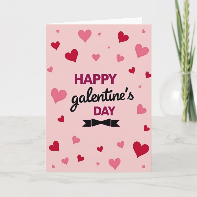 Happy Galentines Day Heart Pattern Card (Front)