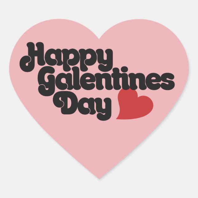 Happy Galentines Day Heart Sticker (Front)