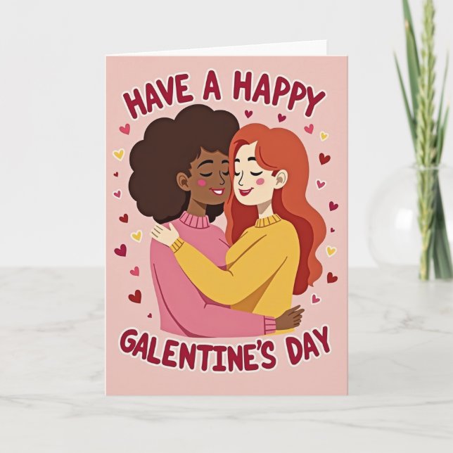 Happy Galentines Day Hearts Love Card (Front)