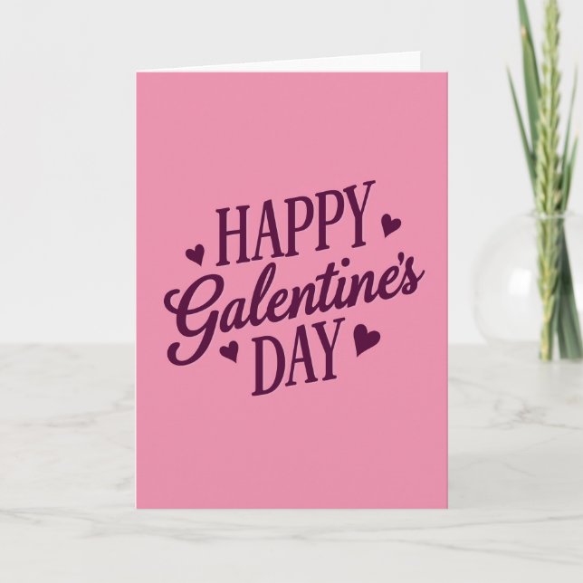 Happy Galentines Day Hearts Matte Card (Front)