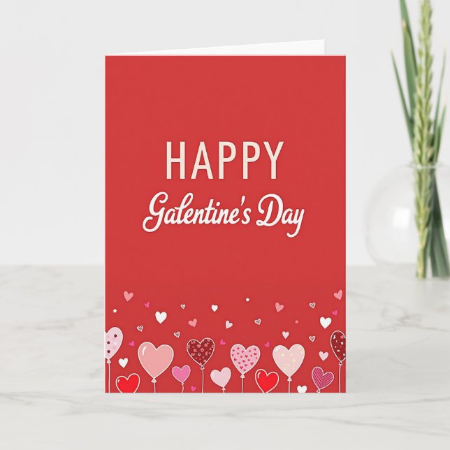 Happy Galentines Day Hearts Pattern Card (Front)