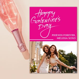 Happy Galentine's Day Hot Pink Girlfriends Photo