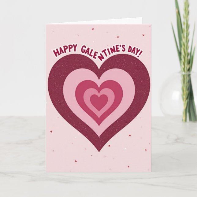 Happy Galentines Day Layered Hearts Card (Front)