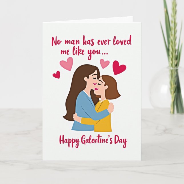 Happy Galentines Day Lesbian Couple Card (Front)