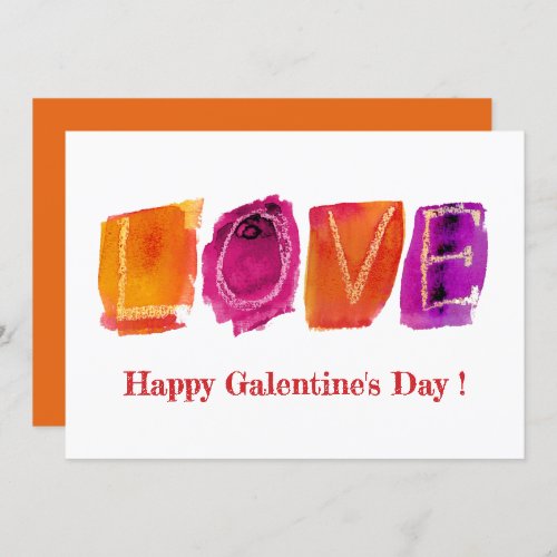 Happy Galentines Day  LOVE Watercolor Modern Holiday Card