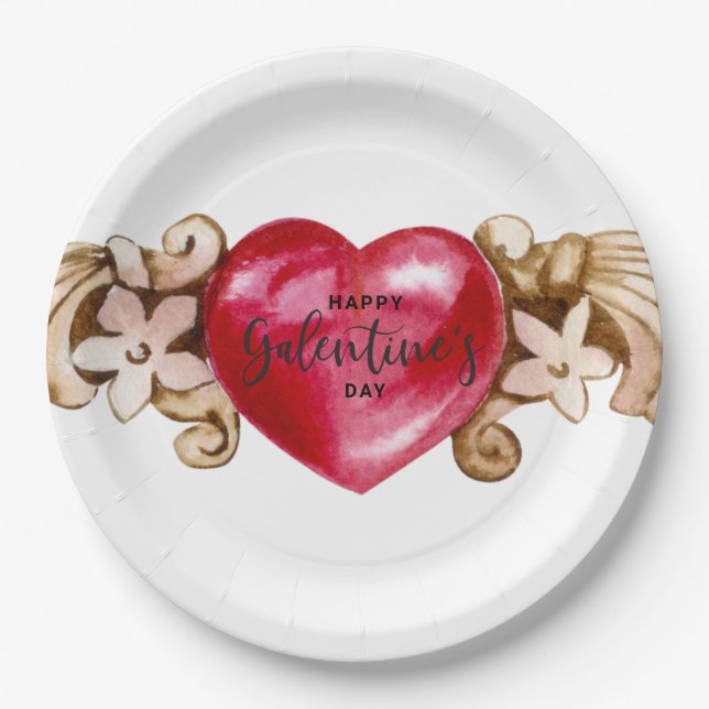 Happy Galentines Day Paper Plates (Front)