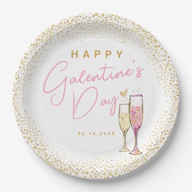 Happy Galentines Day Paper Plates (Front)