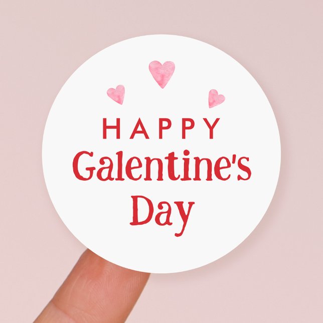 Happy Galentine's Day Party Favor Classic Round Sticker (Creator Uploaded)