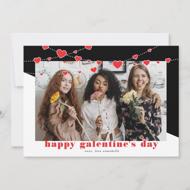 Happy Galentine's Day Photo Holiday Card (Front)