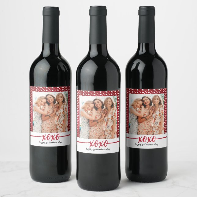 Happy Galentine's Day Photo  Wine Label (Bottles)