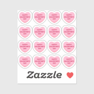 Happy Galentine's Day pink 16 conversation hearts Sticker