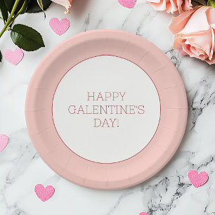 Happy Galentine's Day Pink Girly Typography Simple Paper Plates