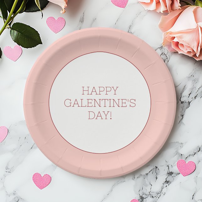 Happy Galentine's Day Pink Girly Typography Simple Paper Plates (Happy Galentine's Day Pink Girly Typography Simple Paper Plates)