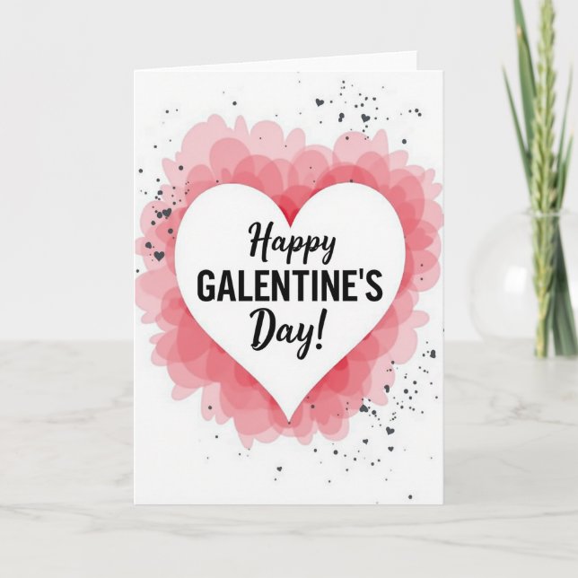 Happy Galentines Day Pink Hearts Card (Front)