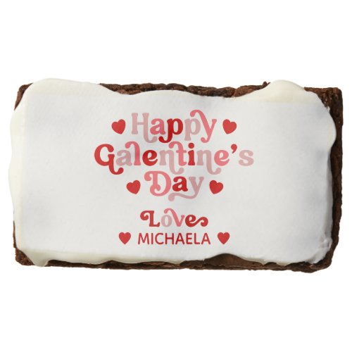 Happy Galentines Day Pink  Red Personalized Brownie