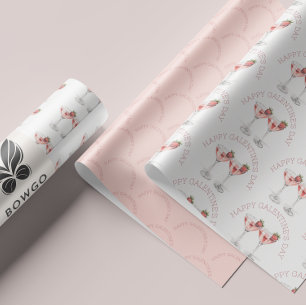Happy Galentine's Day Pink Strawberry Cocktail Wrapping Paper Sheets