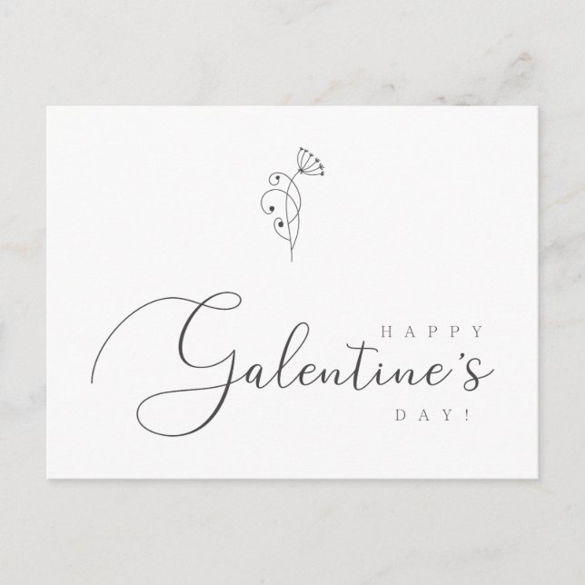 Happy Galentines Day Quote Botanical Postcard (Front)