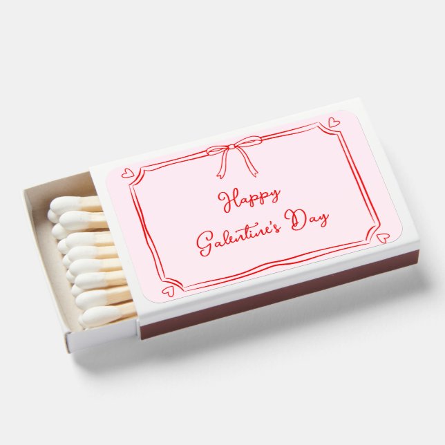 Happy Galentine's Day Red and Pink Bestie Gal Pal Matchboxes (Front Open)