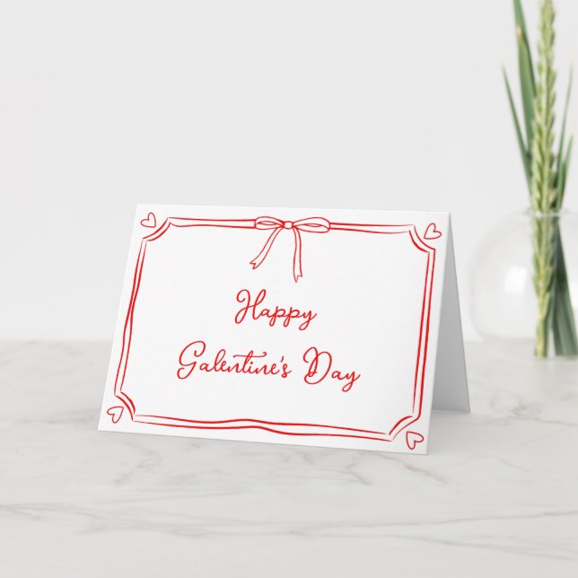 Happy Galentine's Day Red and White Bestie Gal Pal Card (Front)