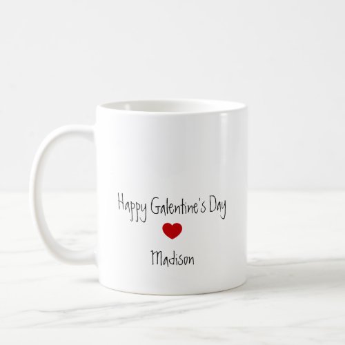 Happy Galentines Day Red Heart BFF Personalized Coffee Mug
