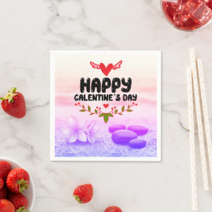 Happy Galentine's Day Red Heart & Wings Party Napkins