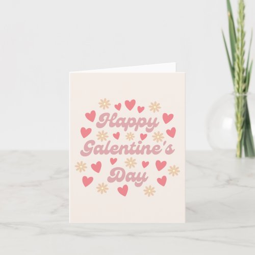 Happy Galentines Day Retro Heart Valentine Card