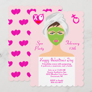 Happy Galentine's Day Spa Party Invitation