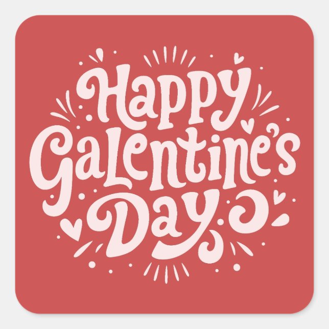 Happy Galentine's Day Square Sticker (Front)