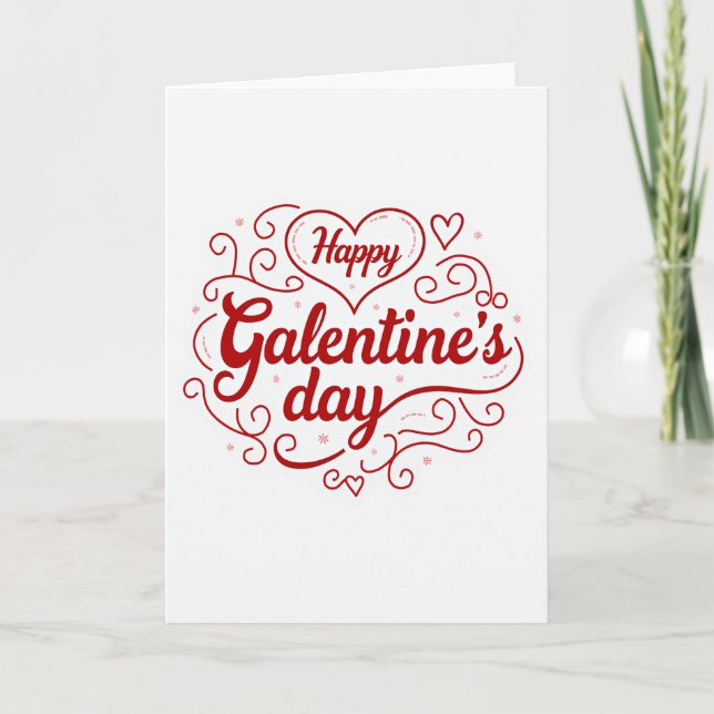 Happy Galentines Day Swirl Card (Front)